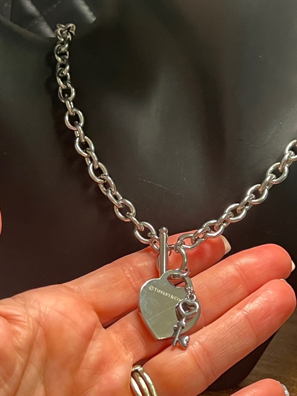 Silver Heart Tag Toggle Necklace and Bracelet Set - Picture 15 of 16